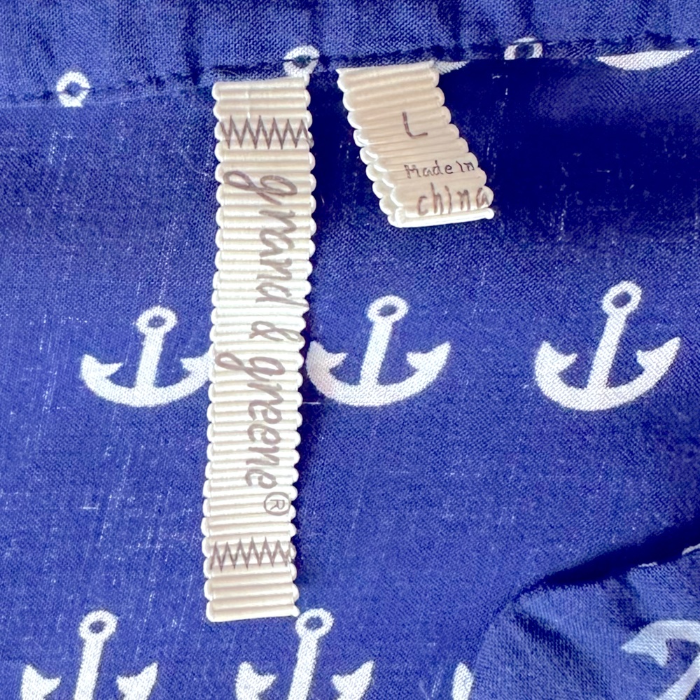 Grand & Greene Navy Anchor Henley V-neck Tunic Size L‎ - Picture 10 of 10